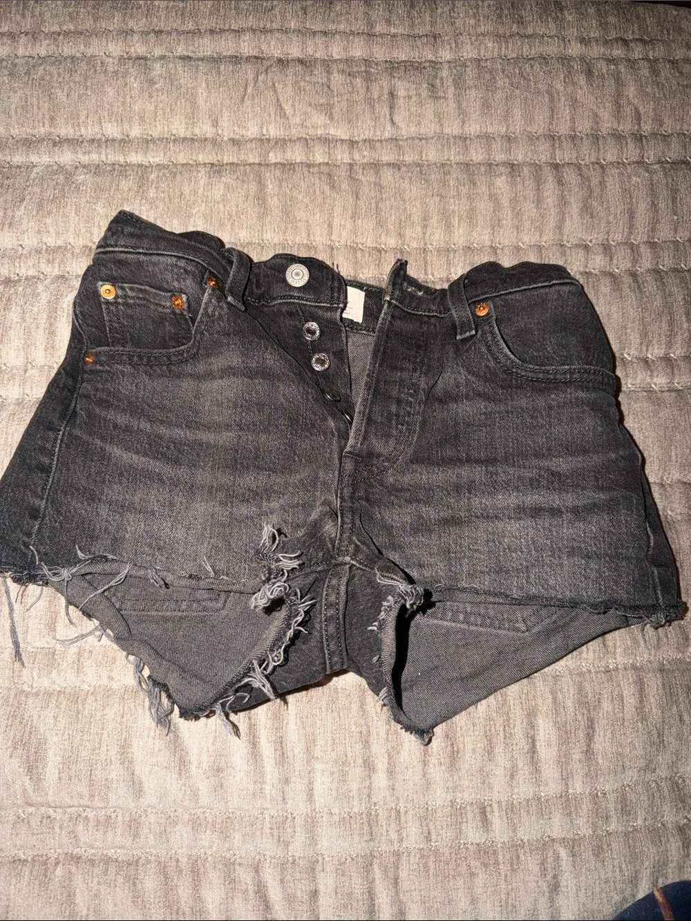 Levi's Black Distressed Cutoff Denim Shorts
